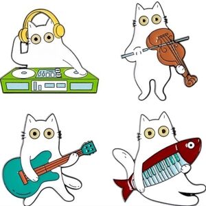 Musical Cat Enamel Pin Set
